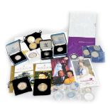 Elizabeth II Jubilee and birthday commemorative crowns, some silver proof, further commemorative coi