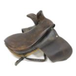 A vintage leather horse saddle, 54cm wide,