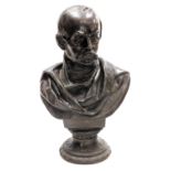 A late 19thC spelter bust, possibly Otto von Bismarck, Chancellor of Germany, on an integral socle b