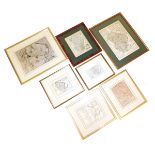 A group of engraved maps of Lincolnshire, some hand coloured, including I Cowley and Thomas Bowen.