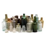 A group of 19thC stoneware beer bottles, jars, glass water bottles, etc. (a quantity)