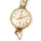 A Tudor Royal 9ct gold cased lady's wristwatch, circular silvered dial bearing Arabic numerals, subs