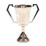 A George VI silver twin handled trophy, presentation engraved, London 1938, 6.43oz.