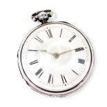 A Victorian silver cased pocket watch, open faced, key wind, circular enamel dial bearing Roman nume