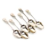 A set of six Victorian silver teaspoons, monogram engraved, John Stone, Exeter 1846, 3.70oz.