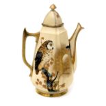 A late 19thC Alfred Stellmacher, Wittmann & Roth pottery coffee pot, of tapering and fluted pear sha