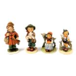 Three Hummel pottery figures, comprising Good Friends, The Lost Sheep, and Little Goat Herder, toget
