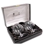 A pair of Mappin & Webb crystal brandy balloons, cased.