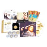 Royal Mint and other commemorative coinage, including Henry VIII five pound brilliant uncirculated c