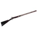 A Single barrel percussion rifle, unmarked, overall length 119 cm, barrel length 79 cm.