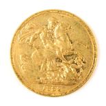 A Queen Victoria gold young head full sovereign 1882, 8g.