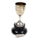 A George V silver trophy, Notts County Police Supts' Bowls Cup 1933 Runner Up, Awarded To PC Bellamy