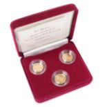 A Queen Elizabeth II three coin proof half sovereign portrait set, in presentation box with certific