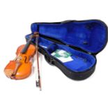 A Stentor student violin, model MV-007, ¾size, together with a bow, cased.