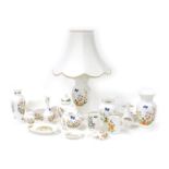 A group of Aynsley porcelain Cottage Garden pattern vases, table lamp, bowls, mugs, etc. (a quantity