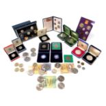 A Royal Mint United Kingdom coin collection 1987, cased, 1970 coin collection, silver proof fifty pe