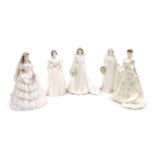 Five Coalport porcelain figures, comprising The Queen, Queen Victoria, Queen Mary, Princess Alexandr