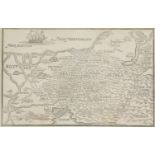 A 17thC engraved map of Egypt, Arabia and The Holy Land, black and white, 17cm x 26cm.