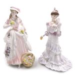 Two Coalport porcelain figures, comprising The Flower Seller, limited edition 1227/9500, and Eugenie