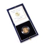 A 1997 gold proof half sovereign, in presentation box with certificate no. 4233, 3.99g.