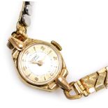 A Rotary lady's 9ct gold cased wristwatch, the circular silvered dial with champagne chapter ring be