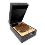 A Decca table top gramophone, in a black casing, model 50.
