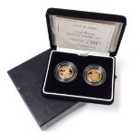 A gold proof half sovereign set 2004& 2005, boxed with certificate, approximately 8g.