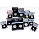 A London Mint The Crowns of Two Kings coin set, silver proof Trafalgar coin, silver proof two pound