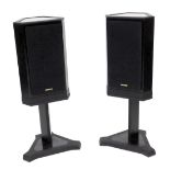 A pair of Tannoy 807 speakers, 75 watts with matching Tannoy stands, black, serial number 233798 and