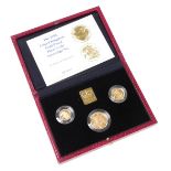 A 1995 United Kingdom gold proof sovereign three coin set, in presentation box with certificate no.