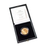 A 1996 United Kingdom gold proof £2 coin, A Celebration of Football, certificate no. 1179, in presen