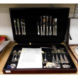 A part canteen of cutlery, cased.