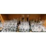 A quantity of glassware, including drinking glasses, large flasks, etc. (5 trays and loose)