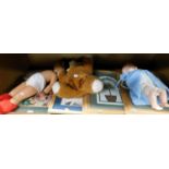 A quantity of soft toys, dolls and pictures.