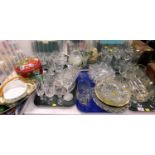 An assortment of glassware, including wine glasses and fruit bowls, and other items. (6 trays)