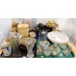 A mixed lot of ceramics and glassware, including some cut glass and cookware, kitchen scales and wei