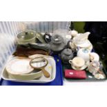 A quantity of ceramics and glassware, including a part dinner service, cookwares, various leather gl