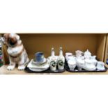 A quantity of ceramics and glassware, including a large ceramic St Bernard dog and various plates, c