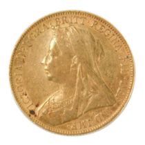 A Queen Victoria full gold sovereign, dated 1893, 8g, in leather case.