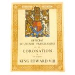 An Edward VIII proof Coronation programme for 1937, together with a letter from the King George's Ju