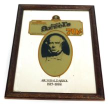 An advertising wall mirror, for Archibald Arrol's Cask Condisioned by Ind Coope Arrol Brewery, with