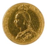 A Queen Victoria full gold sovereign, dated 1887, 8g.