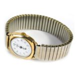 A Precista 9ct gold cased wristwatch, with square design wristwatch head with white enamel numeric d