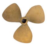 A brass propeller, marked Radice, 13X 12 RH BE, 20cm radius.