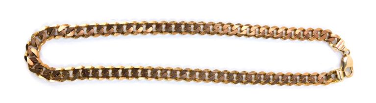 A 9ct rose gold flat curb link necklace, with lobster clasp, marked 375, 76.3g.