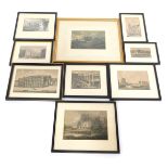 A group of 19thC and later engravings, to include Friar Bacon's Study Oxford, Regent Street from the