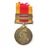 A 1900 China War medal, with two bars for Relief of Pekin and Taku Forts, unknown recipient, with ri