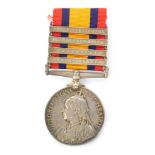 A Queen Victoria South Africa medal, with four bars for South Africa 1902, Orange Free State, Transv