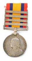 A Queen Victoria South Africa medal, with four bars for South Africa 1902, Orange Free State, Transv