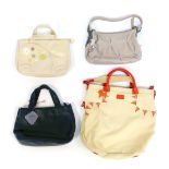 Four Radley leather handbags, comprising a lilac shoulder bag, cream top handled bag, indigo top han
